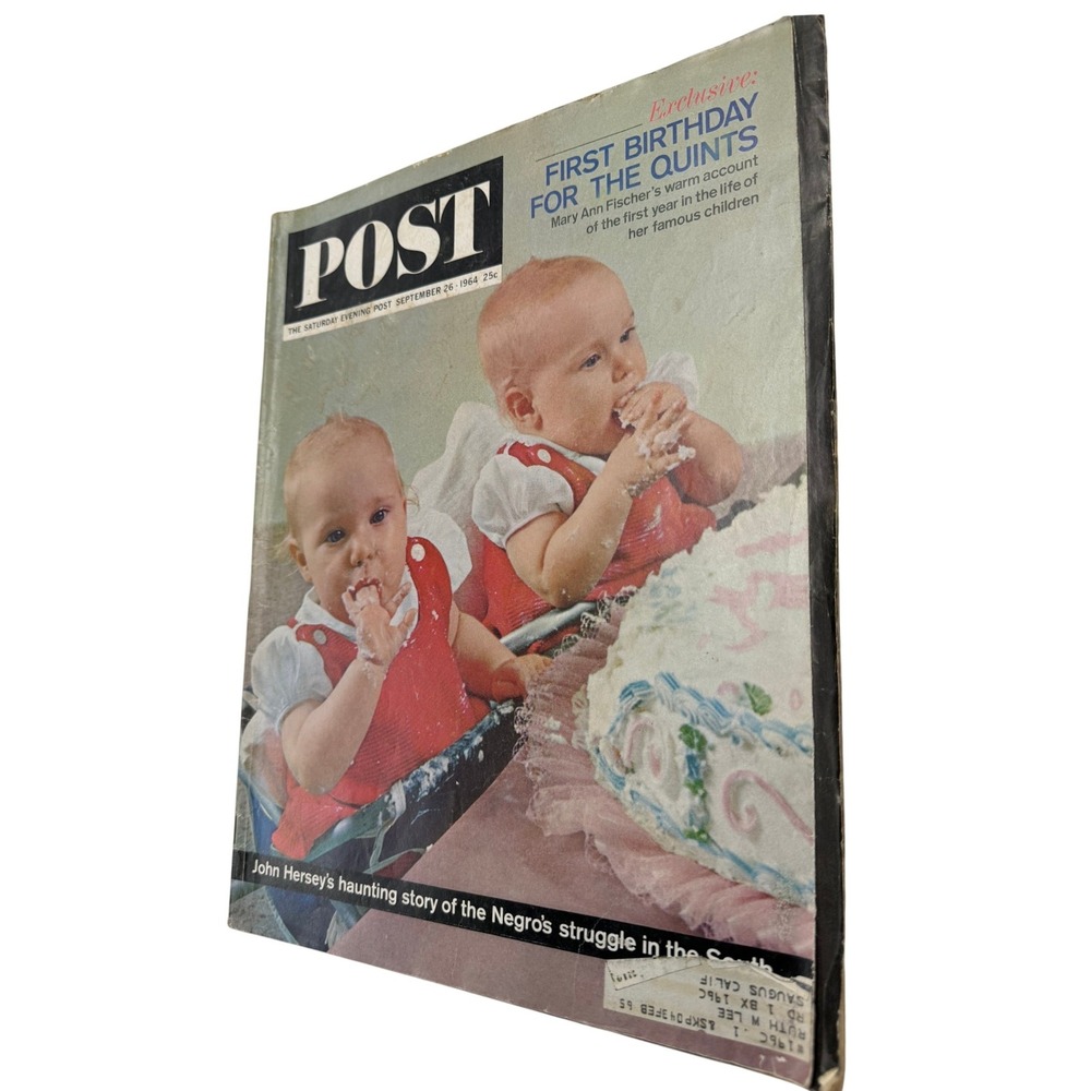Vintage Saturday Evening Post September 26 1964 Fischer Quints John Hersey South